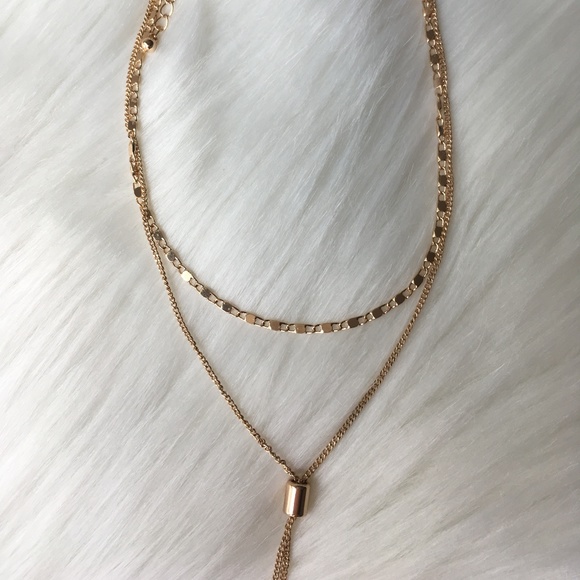 Unique Gold Adjustable Layered Necklace - Picture 3 of 4